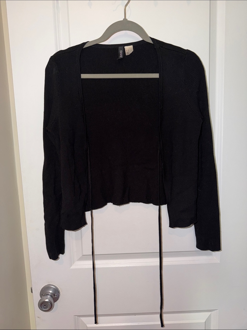 H&M Black Open-Front Tie-Waist Cardigan